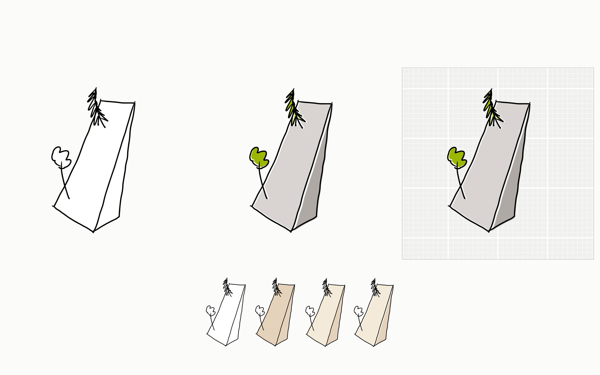 Illustration eines Grundstücks in Varianten